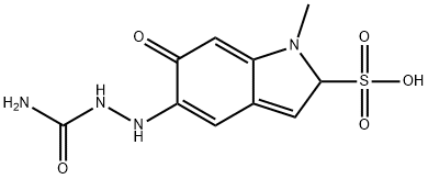1H-Indole-2-sulfonic acid, 5-[2-(aminocarbonyl)hydrazinyl]-2,6-dihydro-1-methyl-6-oxo- Struktur