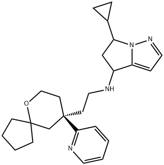 4H-Pyrrolo[1,2-b]pyrazol-4-amine, 6-cyclopropyl-5,6-dihydro-N-[2-[(9R)-9-(2-pyridinyl)-6-oxaspiro[4.5]dec-9-yl]ethyl]-|化合物 Μ OPIOID RECEPTOR AGONIST 2