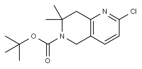2-氯-7,7-二甲基-7,8-二氢-1,6-萘啶-6(5H)-羧酸叔丁酯 结构式