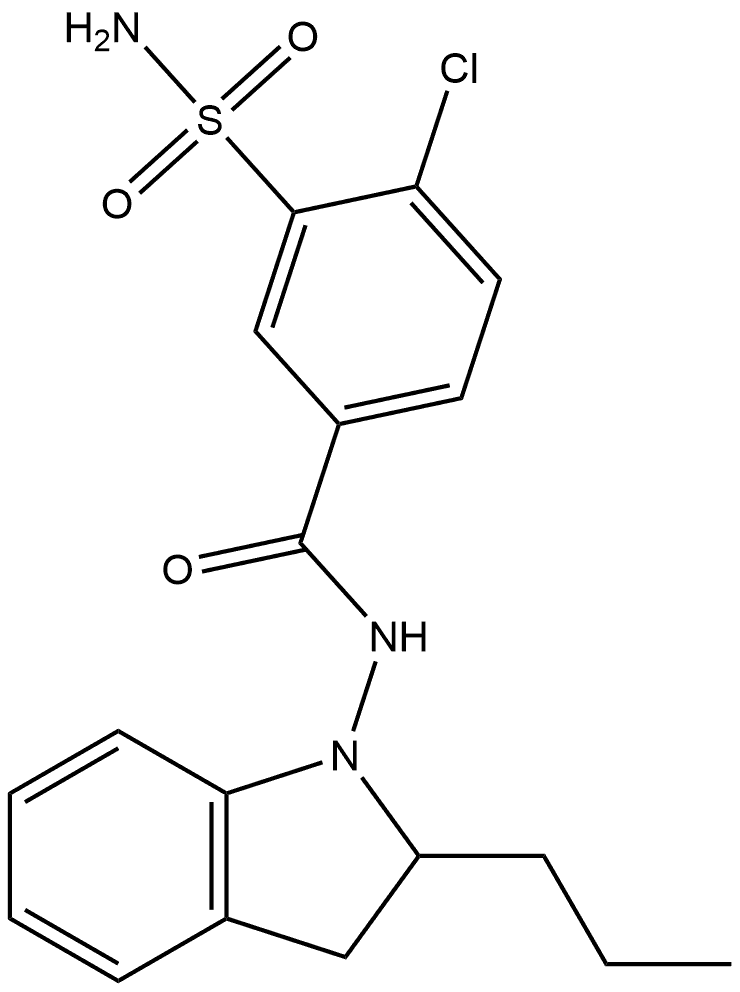 3-(Aminosulfonyl)-4-chloro-N-(2,3-dihydro-2-propyl-1H-indol-1-yl)benzamide Structure