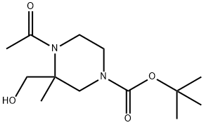 1,1-Dimethylethyl 4-acetyl-3-(hydroxymethyl)-3-methyl-1-piperazinecarboxylate Structure