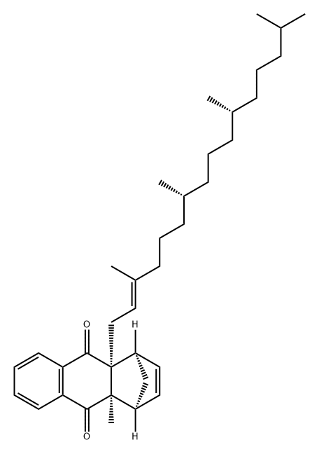 1,4-Methanoanthracene-9,10-dione, 1,4,4a,9a-tetrahydro-4a-methyl-9a-[(2E,7R,11R)-3,7,11,15-tetramethyl-2-hexadecen-1-yl]-, (1R,4S,4aR,9aS)- Structure