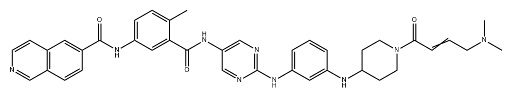 6-Isoquinolinecarboxamide, N-[3-[[[2-[[3-[[1-[4-(dimethylamino)-1-oxo-2-buten-1-yl]-4-piperidinyl]amino]phenyl]amino]-5-pyrimidinyl]amino]carbonyl]-4-methylphenyl]- Struktur
