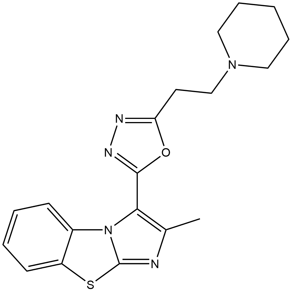 2-Methyl-3-[5-[2-(1-piperidinyl)ethyl]-1,3,4-oxadiazol-2-yl]imidazo[2,1-b]benzothiazole,2699749-60-3,结构式