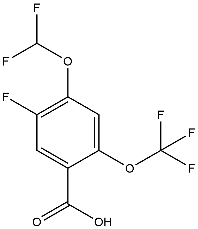 4-(Difluoromethoxy)-5-fluoro-2-(trifluoromethoxy)benzoic acid 结构式