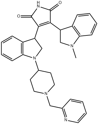 3-(2,3-Dihydro-1-methyl-1H-indol-3-yl)-4-[2,3-dihydro-1-[1-(2-pyridinylmethyl)-4-piperidinyl]-1H-indol-3-yl]-1H-pyrrole-2,5-dione Struktur