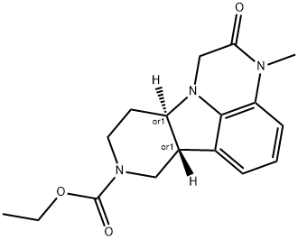 1H-?Pyrido[3',?4':4,?5]?pyrrolo[1,?2,?3-?de]?quinoxaline-?8(7H)?-?carboxylic acid, 2,?3,?6b,?9,?10,?10a-?hexahydro-?3-?methyl-?2-?oxo-?, ethyl ester, (6bR,?10aR)?-?rel- Struktur