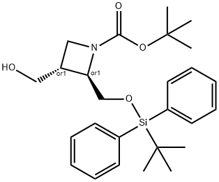 rel-1,1-Dimethylethyl (2R,3R)-2-[[[(1,1-dimethylethyl)diphenylsilyl]oxy]methyl]-3-(hydroxymethyl)-1-azetidinecarboxylate Struktur