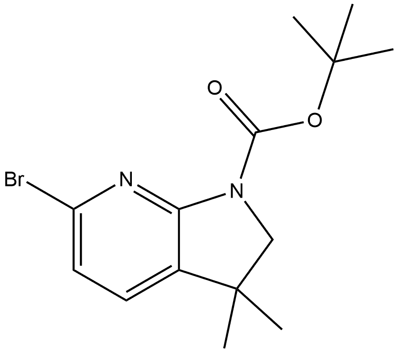 1,1-Dimethylethyl 6-bromo-2,3-dihydro-3,3-dimethyl-1H-pyrrolo[2,3-b]pyridine-1-carboxylate Struktur