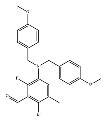 3-(双(4-甲氧基苄基)氨基)-6-溴-2-氟-5-甲基苯甲醛, 2706637-93-4, 结构式