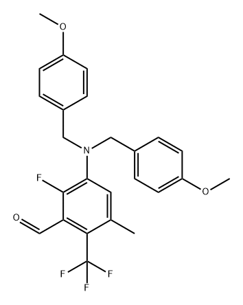 3-(双(4-甲氧基苄基)氨基)-2-氟-5-甲基-6-(三氟甲基)苯甲醛, 2706637-94-5, 结构式