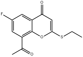 8-Acetyl-2-(ethylthio)-6-fluoro-4H-1-benzopyran-4-one Structure