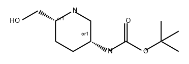 Carbamic acid, N-[(3R,6R)-6-(hydroxymethyl)-3-piperidinyl]-, 1,1-dimethylethyl ester, rel- Structure