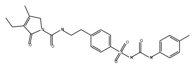 1H-Pyrrole-1-carboxamide, 3-ethyl-2,5-dihydro-4-methyl-N-[2-[4-[[[[(4-methylphenyl)amino]carbonyl]amino]sulfonyl]phenyl]ethyl]-2-oxo- Struktur