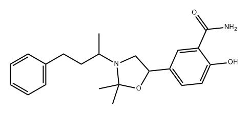 Benzamide, 5-[2,2-dimethyl-3-(1-methyl-3-phenylpropyl)-5-oxazolidinyl]-2-hydroxy- 结构式