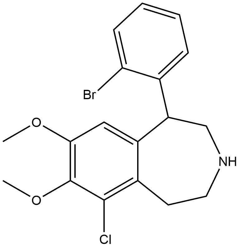 5-(2-bromophenyl)-9-chloro-7,8-dimethoxy-2,3,4,5-tetrahydro-1H-3-benzazepine 结构式