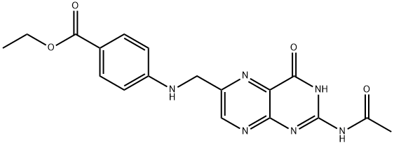 4-[[(2-乙酰氨基-4-氧代-3,4-二氢蝶啶-6-基)甲基]氨基]苯甲酸乙酯, 27345-61-5, 结构式