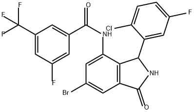 Benzamide, N-[6-bromo-3-(2-chloro-5-fluorophenyl)-2,3-dihydro-1-oxo-1H-isoindol-4-yl]-3-fluoro-5-(trifluoromethyl)- 结构式