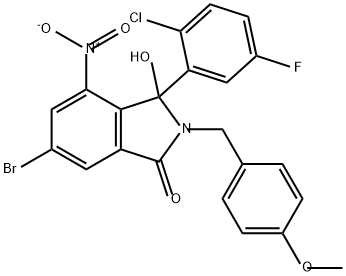 1H-Isoindol-1-one, 6-bromo-3-(2-chloro-5-fluorophenyl)-2,3-dihydro-3-hydroxy-2-[(4-methoxyphenyl)methyl]-4-nitro- Structure