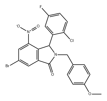 6-溴-3-(2-氯-5-氟苯基)-2-(4-甲氧基苄基)-4-硝基异吲哚啉-1-酮, 2734770-43-3, 结构式