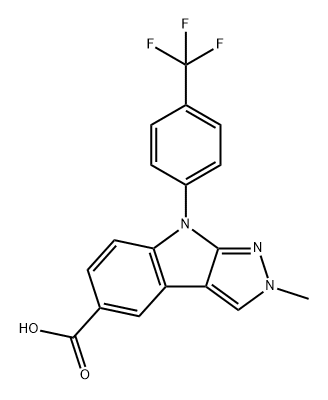 Pyrazolo[3,4-b]indole-5-carboxylic acid, 2,8-dihydro-2-methyl-8-[4-(trifluoromethyl)phenyl]- Struktur