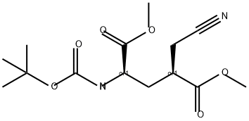 D-Glutamic acid, 4-(cyanomethyl)-N-[(1,1-dimethylethoxy)carbonyl]-, 1,5-dimethyl ester, (4S)-rel- Struktur