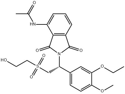 Acetamide, N-[2-[(1R)-1-(3-ethoxy-4-methoxyphenyl)-2-[(2-hydroxyethyl)sulfonyl]ethyl]-2,3-dihydro-1,3-dioxo-1H-isoindol-4-yl]- Struktur