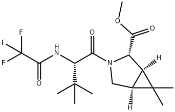 3-Azabicyclo[3.1.0]hexane-2-carboxylic acid, 3-[(2S)-3,3-dimethyl-1-oxo-2-[(2,2,2-trifluoroacetyl)amino]butyl]-6,6-dimethyl-, methyl ester, (1R,2S,5S)- Structure