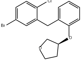FURAN, 3-[2-[(5-BROMO-2-CHLOROPHENYL)METHYL]PHENOXY]TETRAHYDRO-, (3S)-, 2744280-76-8, 结构式