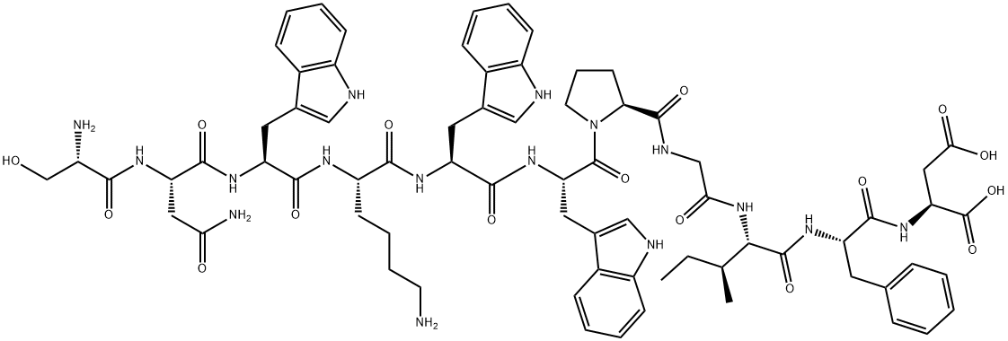L-Aspartic acid, L-seryl-L-asparaginyl-L-tryptophyl-L-lysyl-L-tryptophyl-L-tryptophyl-L-prolylglycyl-L-isoleucyl-L-phenylalanyl- Structure