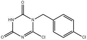 6-Chloro-1-[(4-chlorophenyl)methyl]-1,3,5-triazine-2,4(1H,3H)-dione 化学構造式