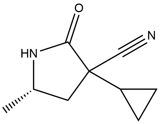 (5S)-3-cyclopropyl-5-methyl-2-oxo-pyrrolidine-3-carbonitrile Struktur