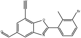 7-Benzoxazolecarbonitrile, 2-(3-bromo-2-methylphenyl)-5-formyl- Struktur