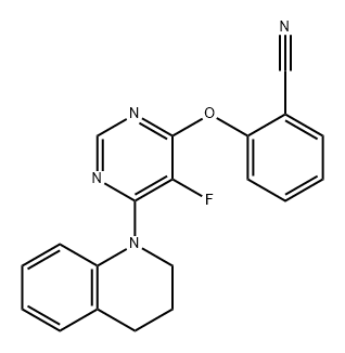 Benzonitrile, 2-[[6-(3,4-dihydro-1(2H)-quinolinyl)-5-fluoro-4-pyrimidinyl]oxy]- Structure