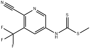 Carbamodithioic acid, N-[6-cyano-5-(trifluoromethyl)-3-pyridinyl]-, methyl ester Struktur
