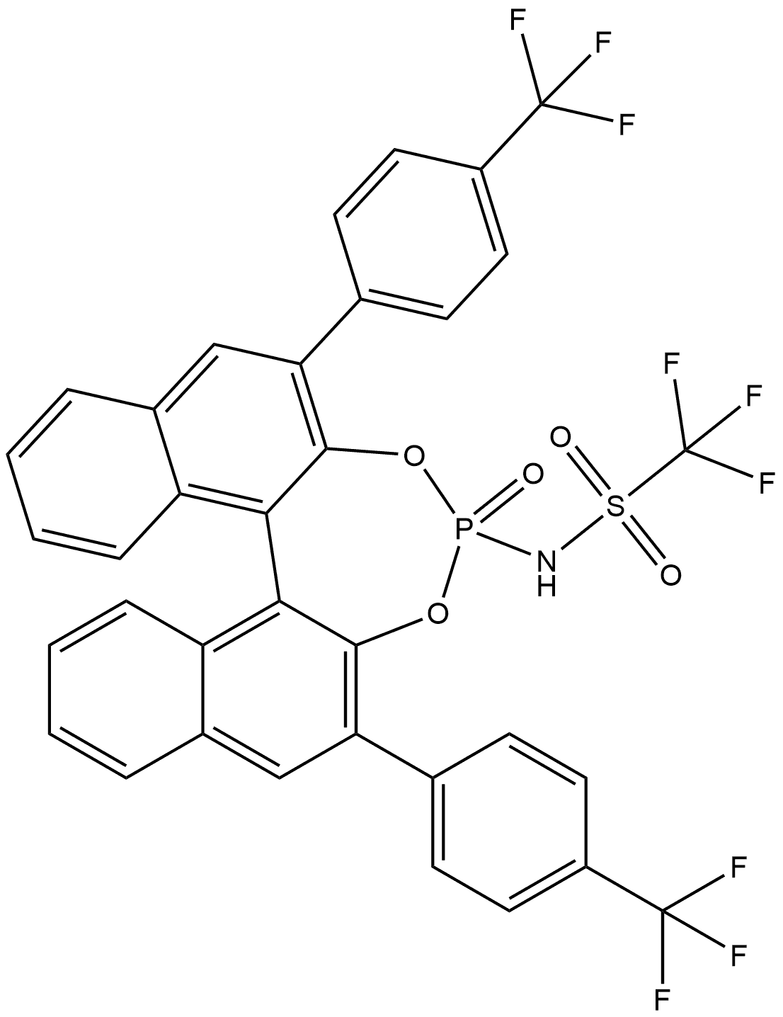 1,1,1-三氟-N-((11BR)-4-氧化-2,6-双(4-(三氟甲基)苯基)二萘并[[2,1-D:1',2'-F][1,3,2]二氧杂磷杂环庚-4-基)甲磺酰胺 结构式
