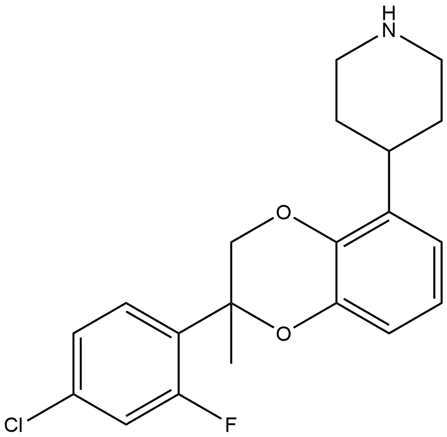 4-(2-(4-Chloro-2-fluorophenyl)-2-methyl-2,
3-dihydrobenzo[b][1,4]dioxan-5-yl)piperidine Structure