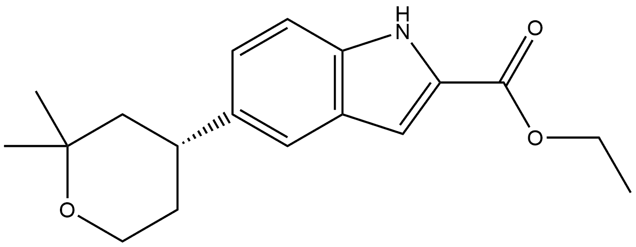 (R)-5-(2,2-二甲基四氢-2H-吡喃-4-基)-1H-吲哚-2-甲酸乙酯, 2758661-69-5, 结构式