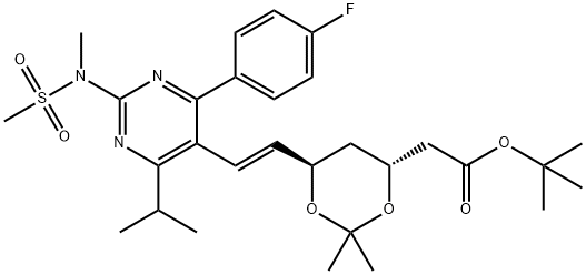 1,3-Dioxane-4-acetic acid, 6-[(1E)-2-[4-(4-fluorophenyl)-6-(1-methylethyl)-2-[methyl(methylsulfonyl)amino]-5-pyrimidinyl]ethenyl]-2,2-dimethyl-, 1,1-dimethylethyl ester, (4R,6R)- Structure