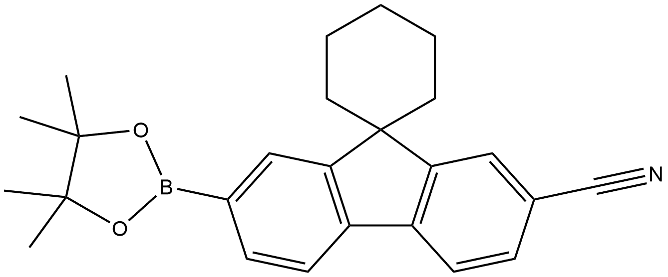 7′-(4,4,5,5-Tetramethyl-1,3,2-dioxaborolan-2-yl)spiro[cyclohexane-1,9′-[9H]fluorene]-2′-carbonitrile Struktur