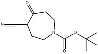 1H-Azepine-1-carboxylic acid, 4-cyanohexahydro-5-oxo-, 1,1-dimethylethyl ester Structure