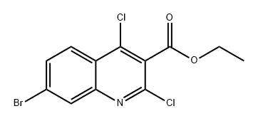 3-Quinolinecarboxylic acid, 7-bromo-2,4-dichloro-, ethyl ester Struktur