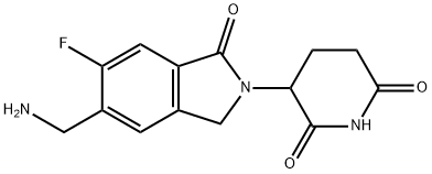 3-[5-(Aminomethyl)-6-fluoro-1,3-dihydro-1-oxo-2H-isoindol-2-yl]-2,6-piperidinedione Structure