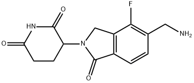 3-[5-(Aminomethyl)-4-fluoro-1,3-dihydro-1-oxo-2H-isoindol-2-yl]-2,6-piperidinedione Struktur