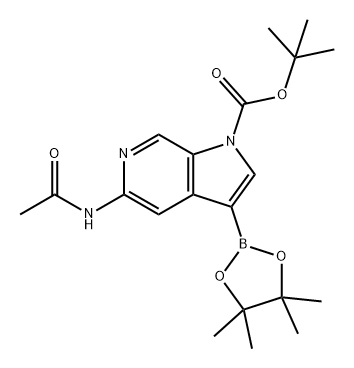 1H-Pyrrolo[2,3-c]pyridine-1-carboxylic acid, 5-(acetylamino)-3-(4,4,5,5-tetramethyl-1,3,2-dioxaborolan-2-yl)-, 1,1-dimethylethyl ester Struktur