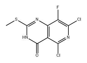 5,7-二氯-8-氟-2-(甲硫基)吡啶并[4,3-D]嘧啶-4(1H)-酮,2763157-90-8,结构式