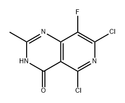 Pyrido[4,3-d]pyrimidin-4(3H)-one, 5,7-dichloro-8-fluoro-2-methyl- Struktur