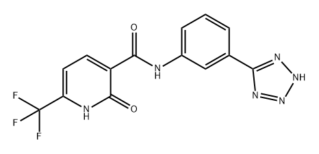 3-Pyridinecarboxamide, 1,2-dihydro-2-oxo-N-[3-(2H-tetrazol-5-yl)phenyl]-6-(trifluoromethyl)- Struktur