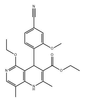 1,6-Naphthyridine-3-carboxylic acid, 4-(4-cyano-2-methoxyphenyl)-5-ethoxy-1,4-dihydro-2,8-dimethyl-, ethyl ester Structure