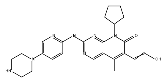 Pyrido[2,3-d]pyrimidin-7(8H)-one, 8-cyclopentyl-6-(2-hydroxyethenyl)-5-methyl-2-[[5-(1-piperazinyl)-2-pyridinyl]amino]- Structure